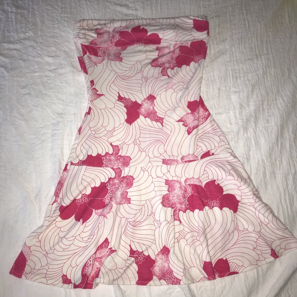 Guess pink white strapless mini dress size small